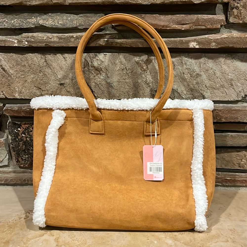 Ellison + Young Sueded Fabric and Sherpa Tote Bag